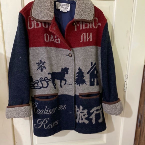 J Gallery Women’s Mid Length Wool Blend Winter Coat Jacket size Small Multi - Picture 2 of 11